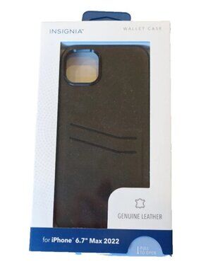 Insignia Black Real Leather iPhone 14 6.7” Pro Max 2022 Wallet Case
